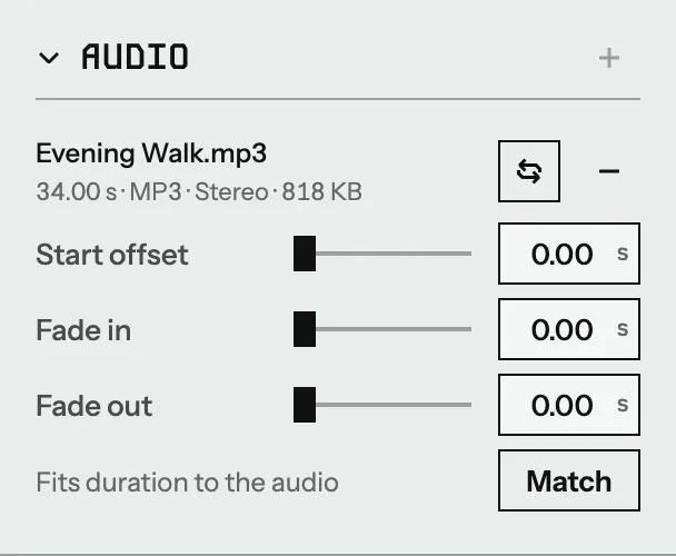 The shipped Audio section